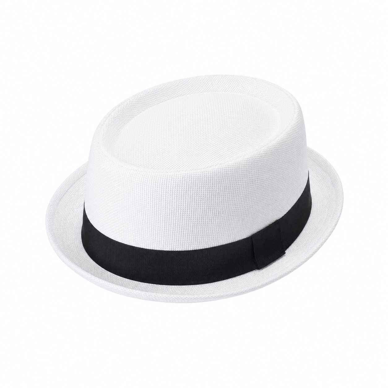 Classic Pork Pie Hat with Black Ribbon Band