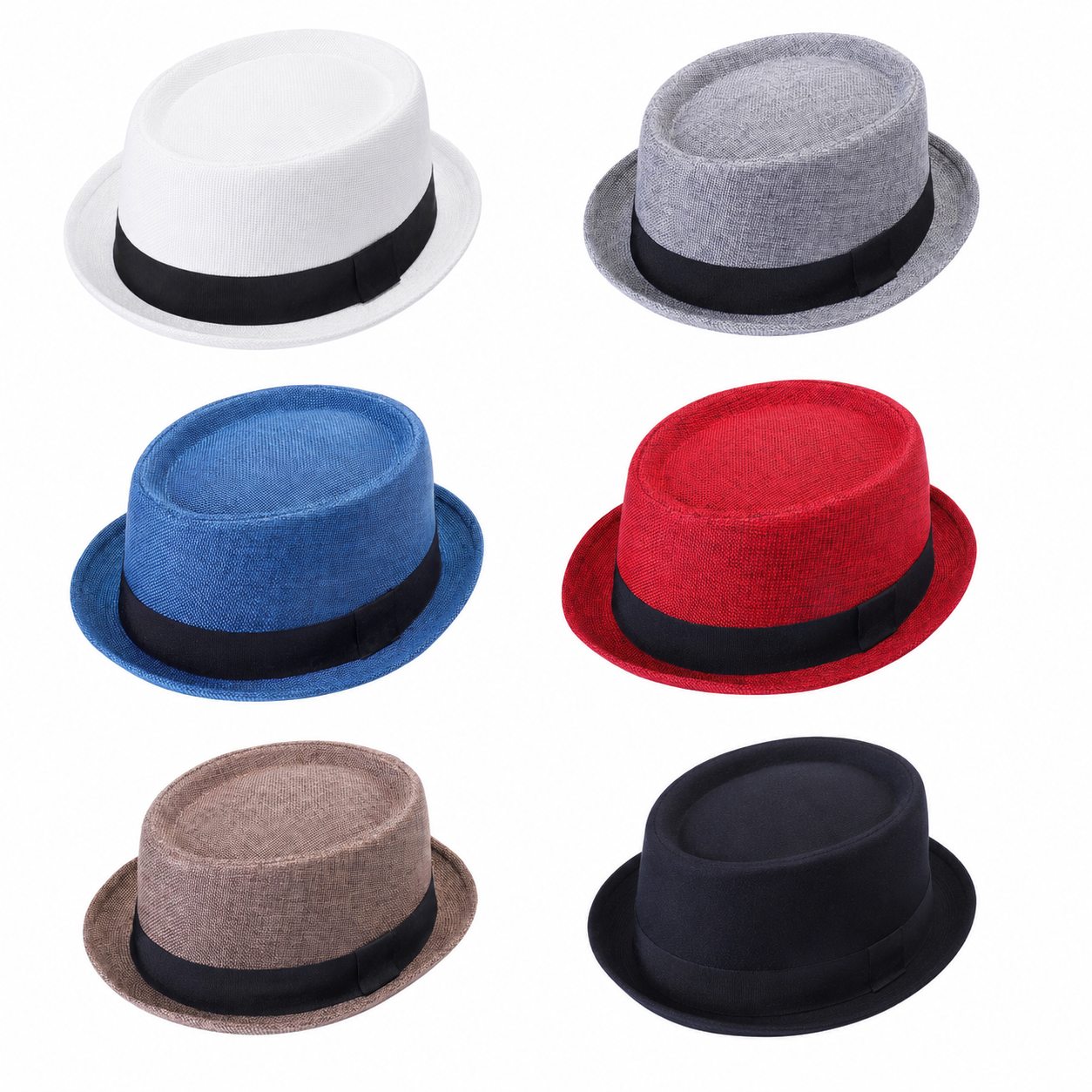 Classic Pork Pie Hat with Black Ribbon Band