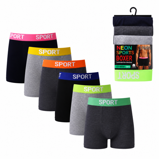 High Impact Men's Boxer Shorts with Neon Sport Waistband