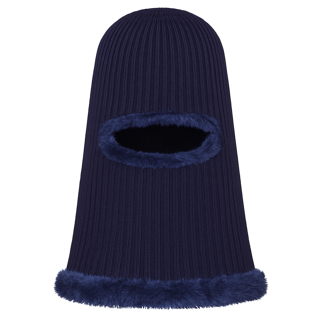 Adults Faux Fur Lined Knit Balaclava – One Hole