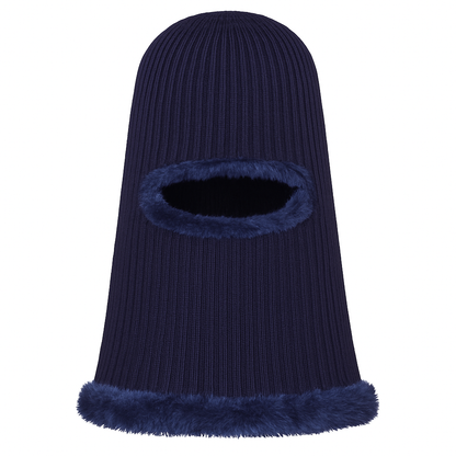 Adults Faux Fur Lined Knit Balaclava – One Hole