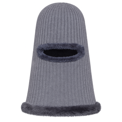 Adults Faux Fur Lined Knit Balaclava – One Hole