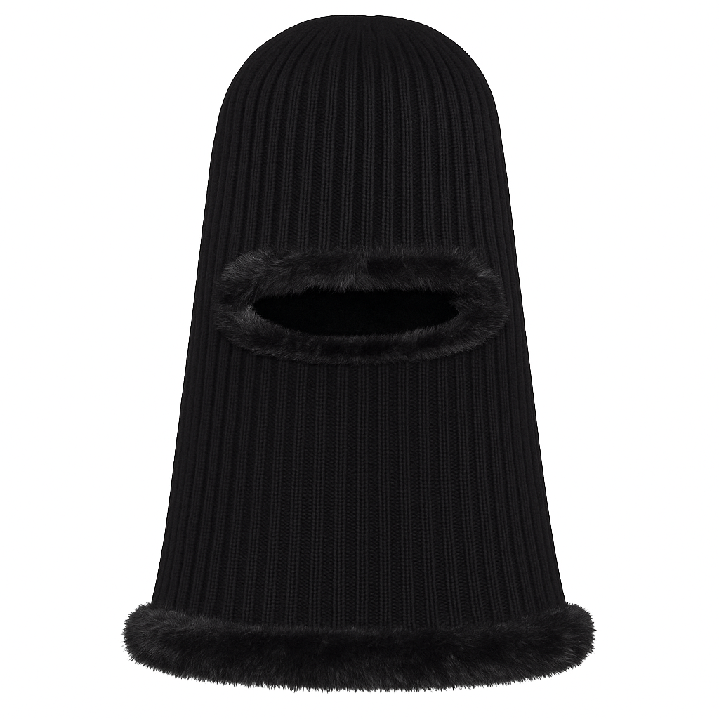 Adults Faux Fur Lined Knit Balaclava – One Hole