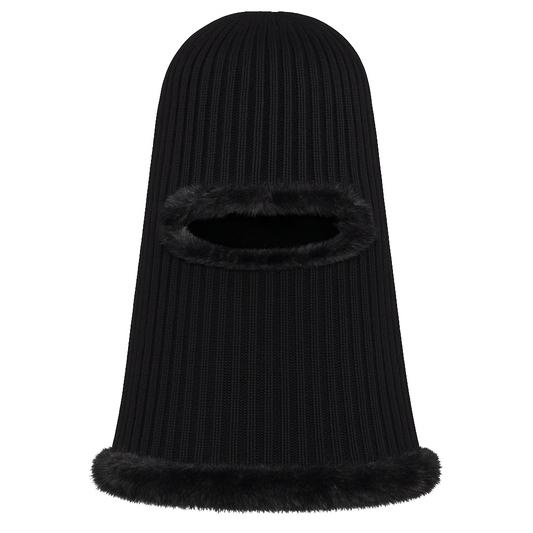 Adults Faux Fur Lined Knit Balaclava – One Hole