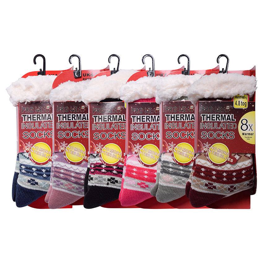 Ladies 4.8 TOG Cosy Slipper Socks - Snowflake Knit
