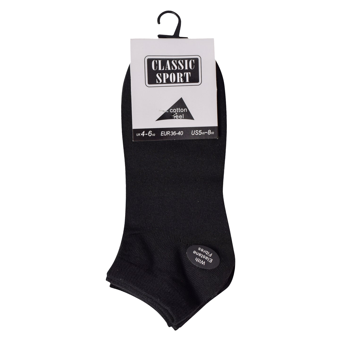 Ladies Trainer Socks - Plain Black (12 Pairs)