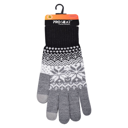 Mens Pro Heat Snowflake Knitted Gloves (12 Pairs)