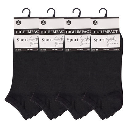 Mens Trainer Socks - Plain Black (12 Pairs)