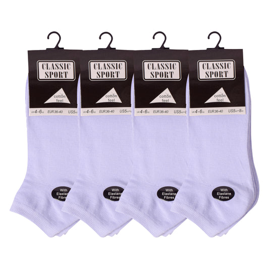 Ladies Trainer Socks - Plain White (12 Pairs)
