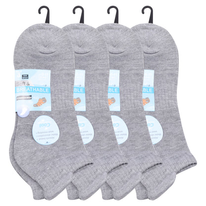 Mens Cushioned Trainer Socks - Grey (12 Pairs)
