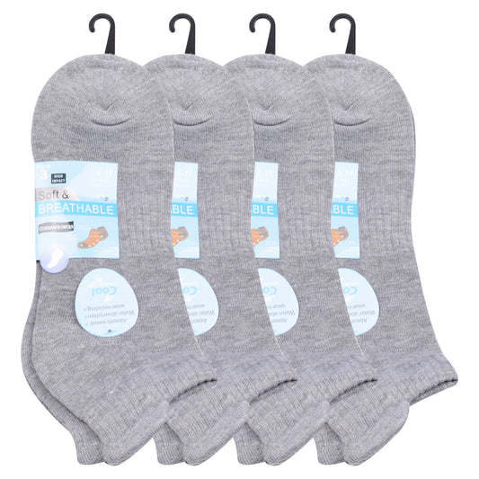 Mens Cushioned Trainer Socks - Grey (12 Pairs)