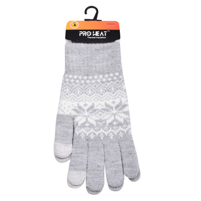 Mens Pro Heat Snowflake Knitted Gloves (12 Pairs)