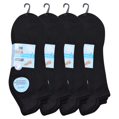 Mens Cushioned Trainer Socks - Black (12 Pairs)