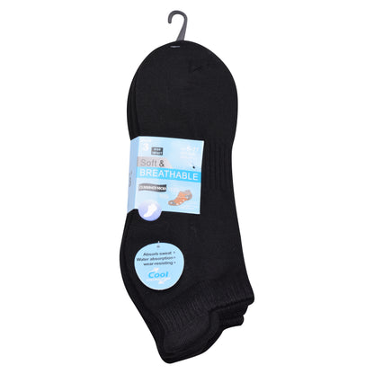 Mens Cushioned Trainer Socks - Black (12 Pairs)
