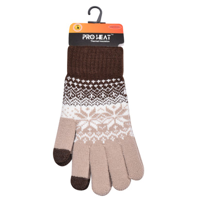 Mens Pro Heat Snowflake Knitted Gloves (12 Pairs)