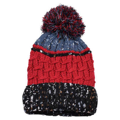 Thin Stripe Pompom Hats - Teddy Fur Fleece Lined