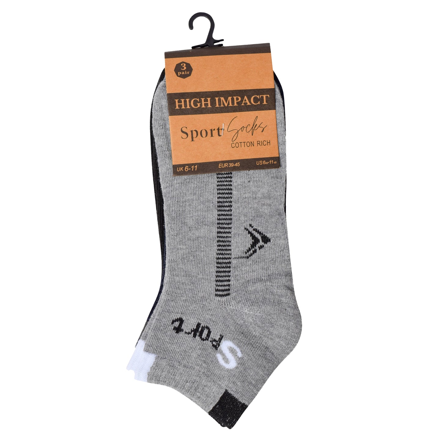 Mens Trainer Socks - Small Stripes (12 Pairs)