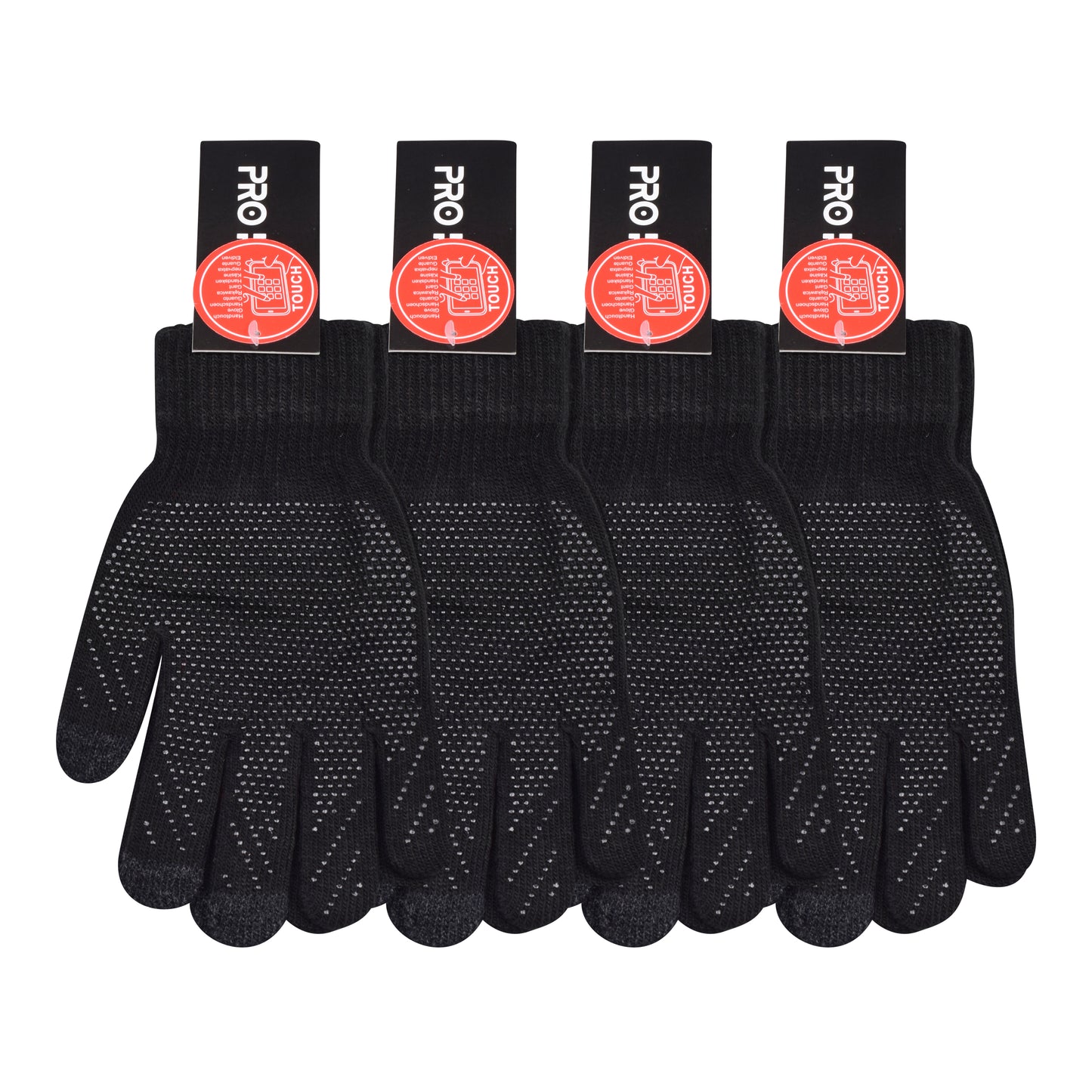 Unisex Touchscreen Pro Heat Gripper Gloves - Black (12 Pairs)
