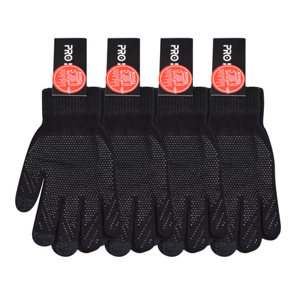 Unisex Touchscreen Pro Heat Gripper Gloves - Black (12 Pairs)