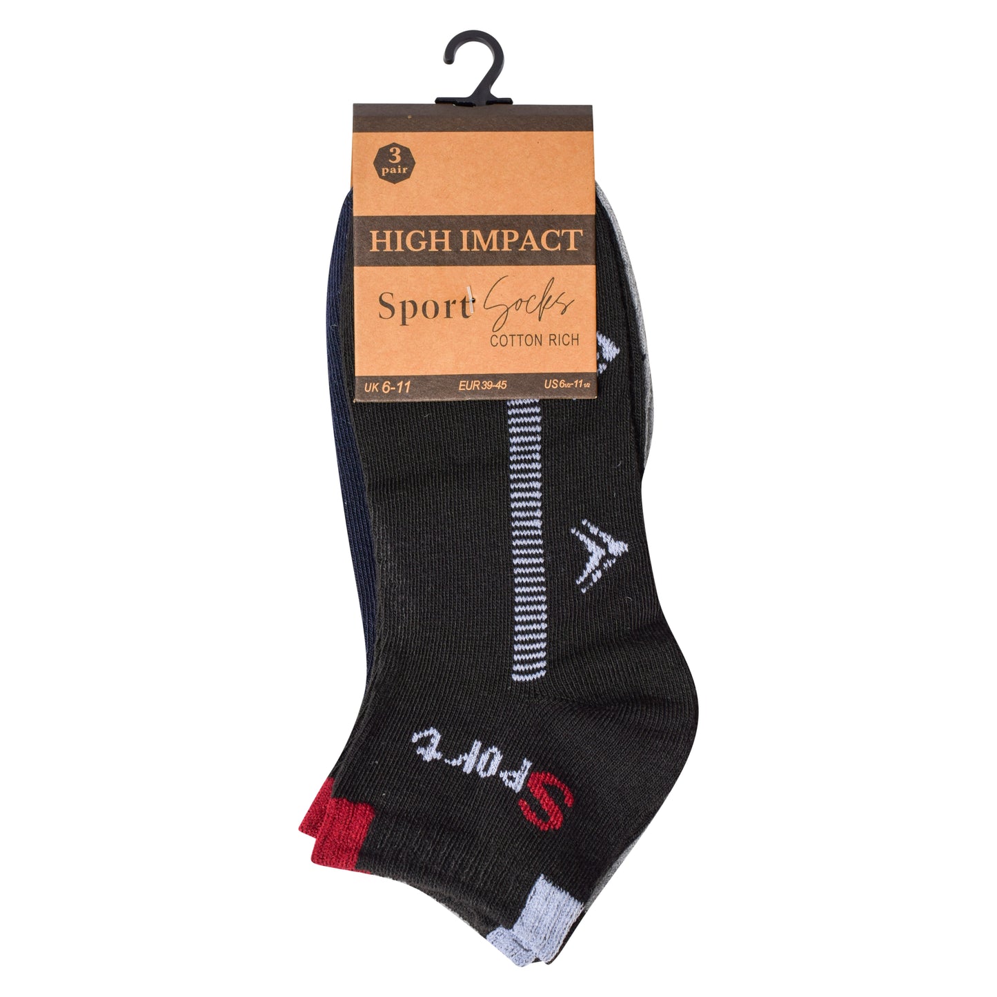 Mens Trainer Socks - Small Stripes (12 Pairs)