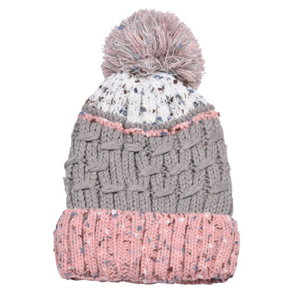 Thin Stripe Pompom Hats - Teddy Fur Fleece Lined