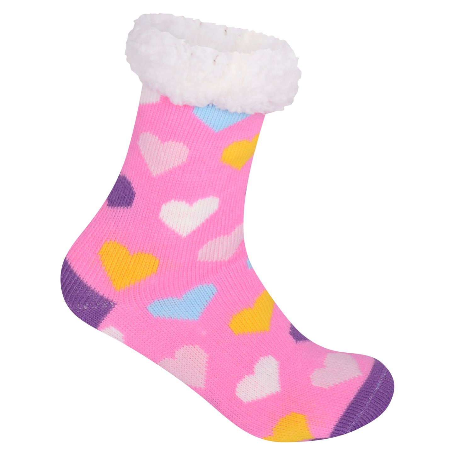 Ladies 4.8 TOG Cosy Slipper Socks - Colourful Hearts
