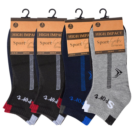 Mens Trainer Socks - Small Stripes (12 Pairs)