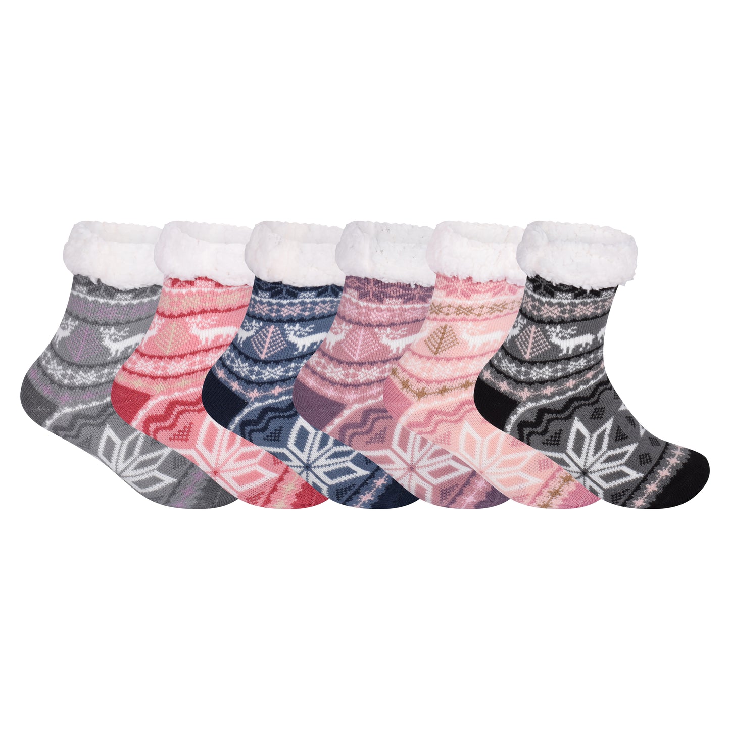 Ladies 4.8 TOG Cosy Slipper Socks - Big Snowflake