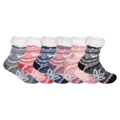 Ladies 4.8 TOG Cosy Slipper Socks - Big Snowflake