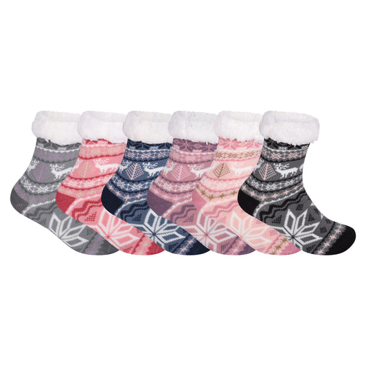 Ladies 4.8 TOG Cosy Slipper Socks - Big Snowflake