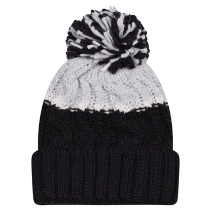Two Tone Pompom Hats - Teddy Fur Fleece Lined