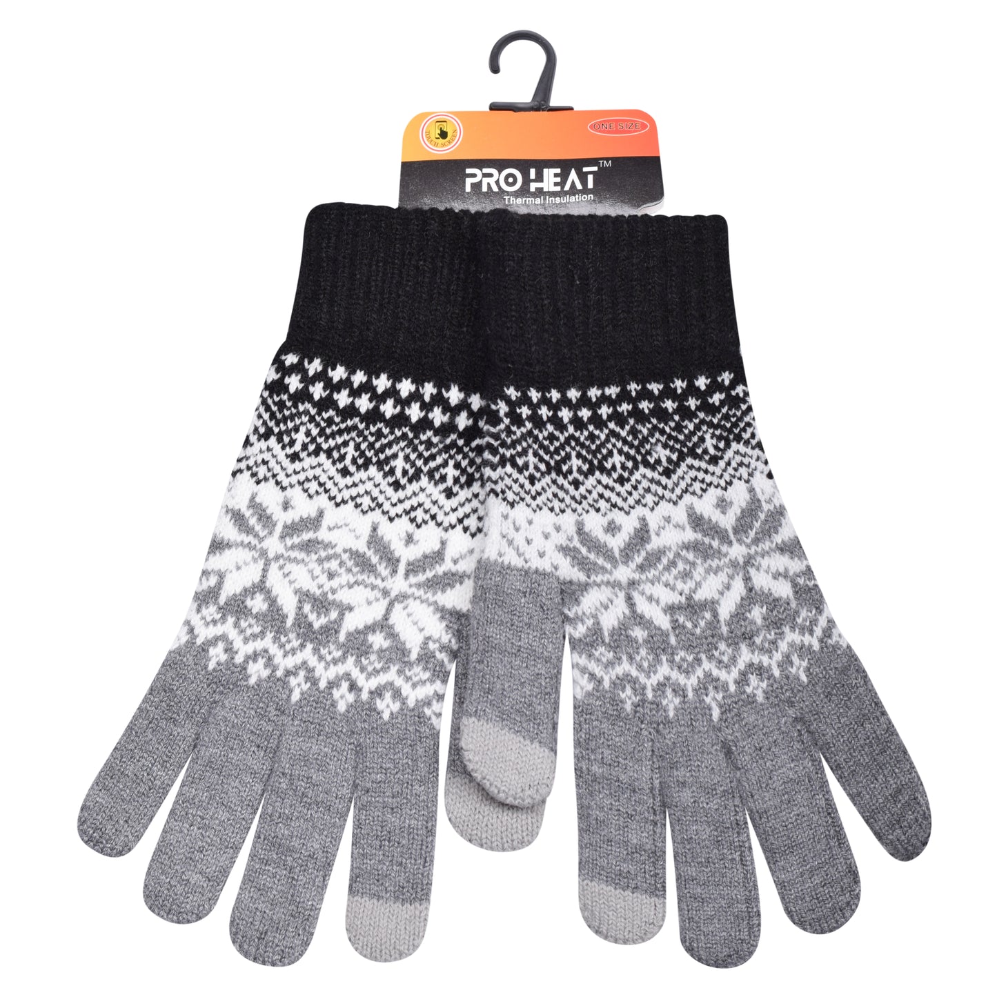 Mens Pro Heat Snowflake Knitted Gloves (12 Pairs)