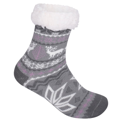 Ladies 4.8 TOG Cosy Slipper Socks - Big Snowflake