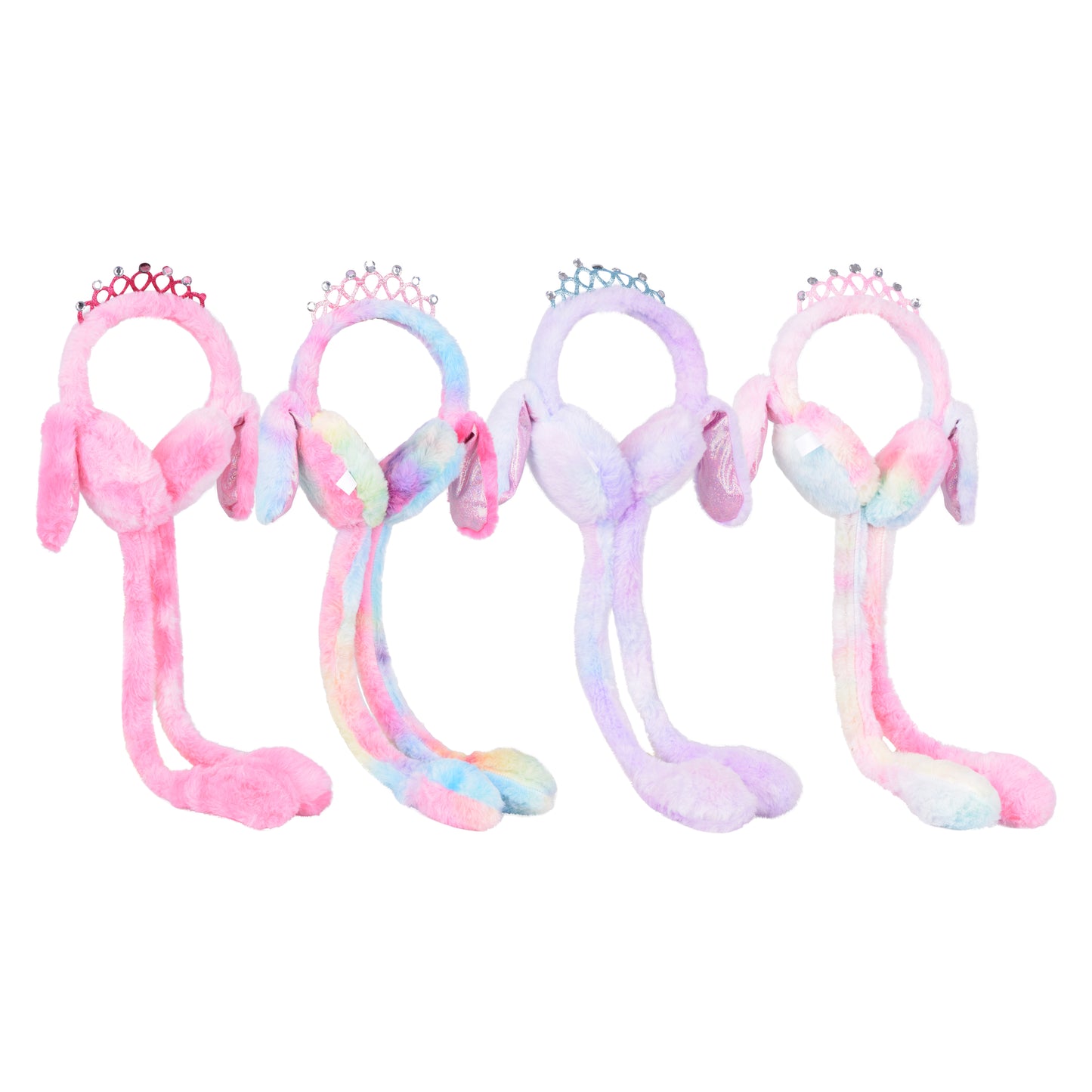 Plush Ear Moving Earmuffs - Princess Crown (Tie Dye Colours)