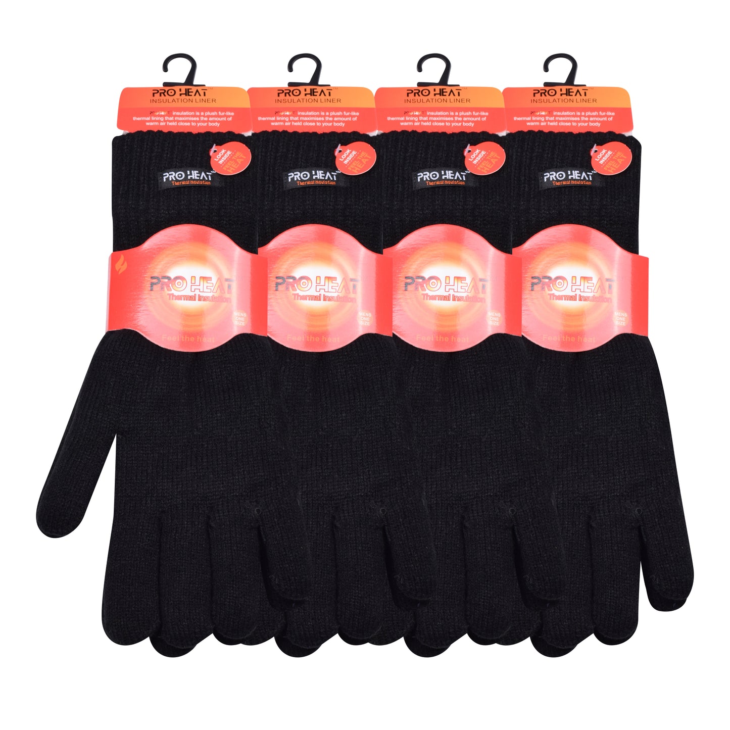 Mens Touchscreen Thermal Insulated Gloves with Extra Long Cuff - Black (12 Pairs)