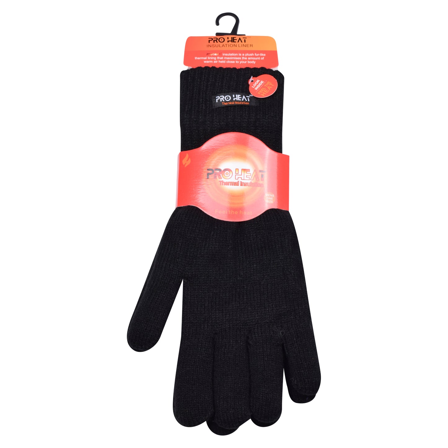 Mens Touchscreen Thermal Insulated Gloves with Extra Long Cuff - Black (12 Pairs)