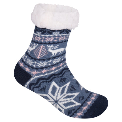 Ladies 4.8 TOG Cosy Slipper Socks - Big Snowflake