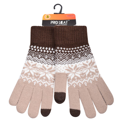 Mens Pro Heat Snowflake Knitted Gloves (12 Pairs)