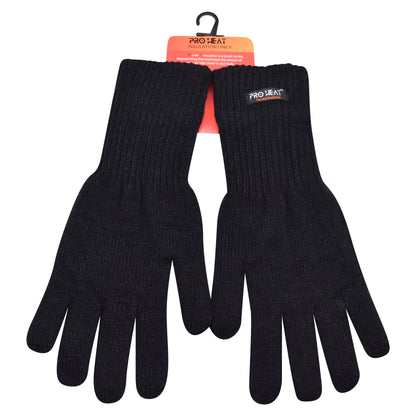 Mens Touchscreen Thermal Insulated Gloves with Extra Long Cuff - Black (12 Pairs)