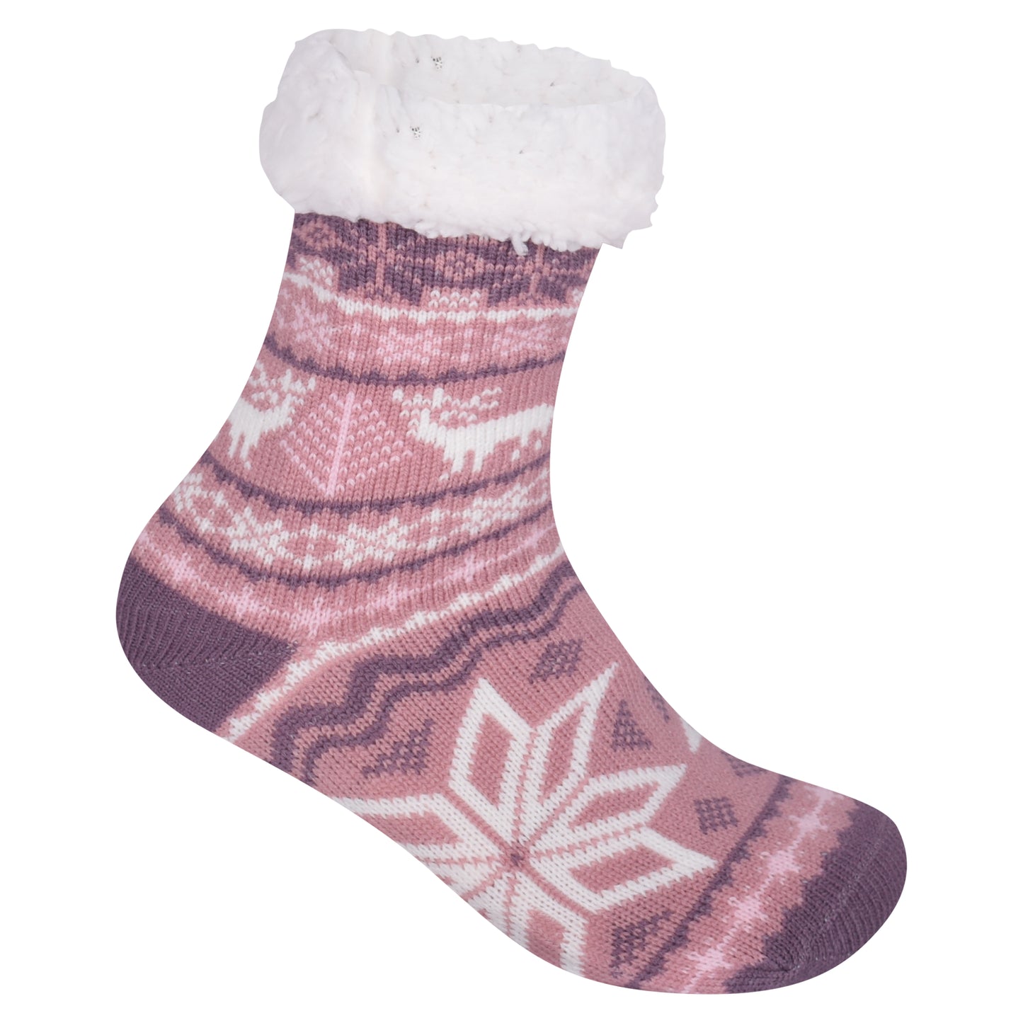 Ladies 4.8 TOG Cosy Slipper Socks - Big Snowflake
