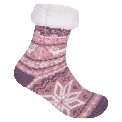 Ladies 4.8 TOG Cosy Slipper Socks - Big Snowflake