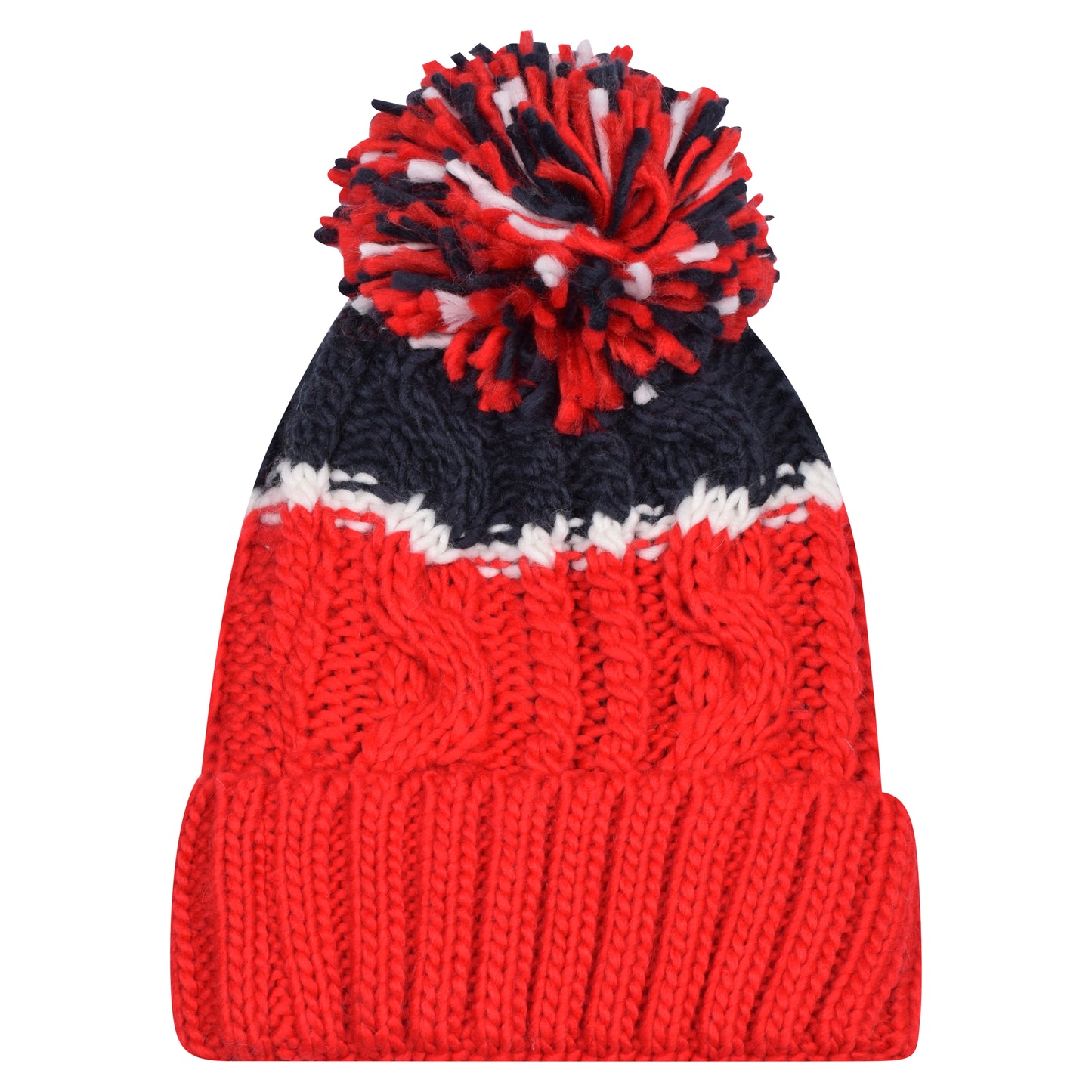 Two Tone Pompom Hats - Teddy Fur Fleece Lined