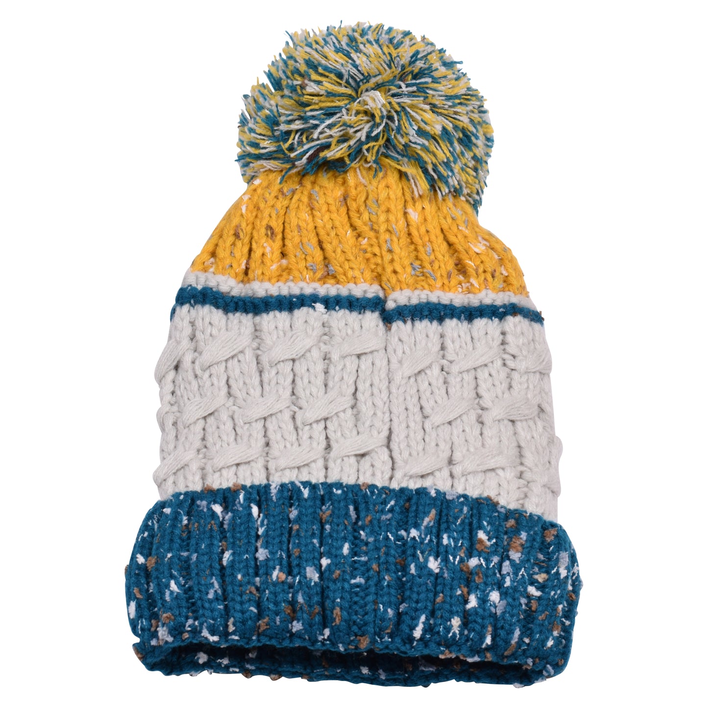 Thin Stripe Pompom Hats - Teddy Fur Fleece Lined