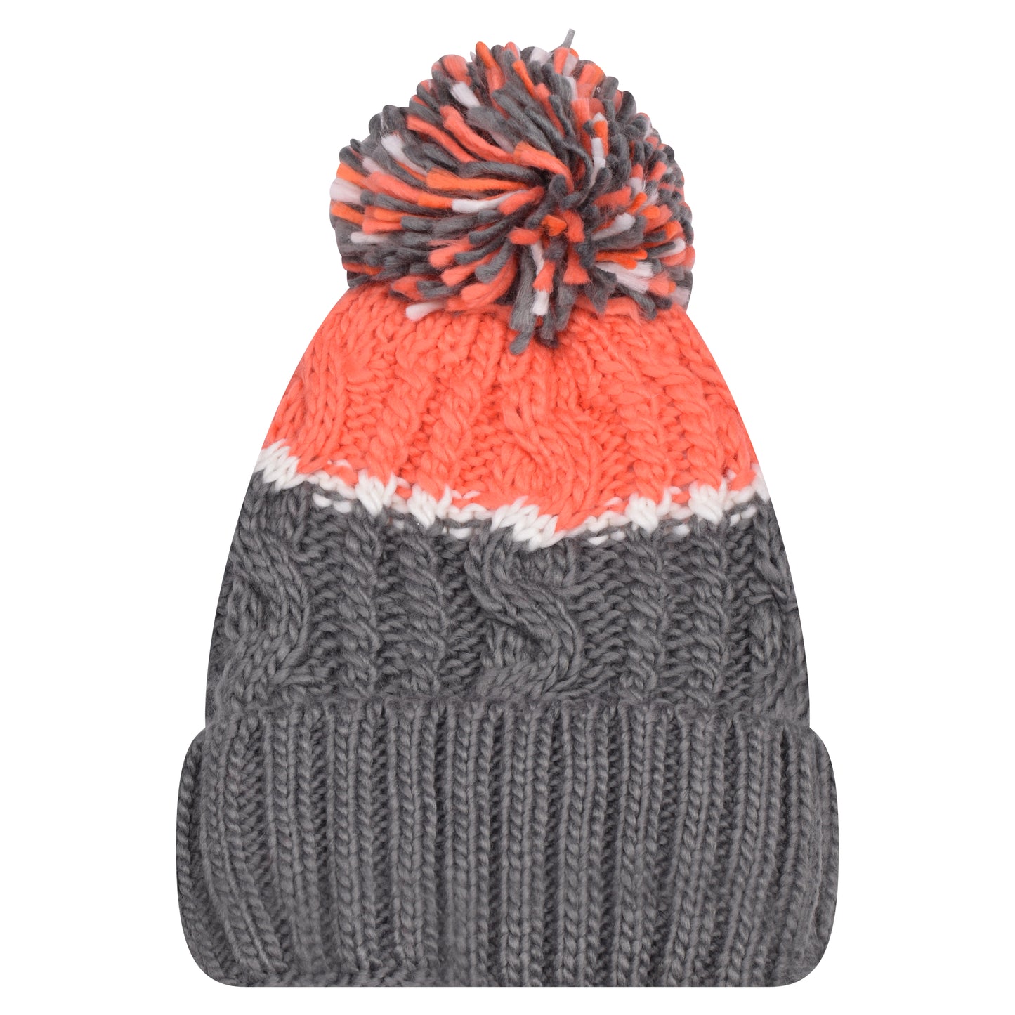 Two Tone Pompom Hats - Teddy Fur Fleece Lined