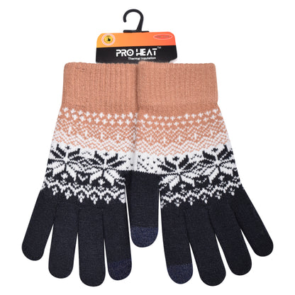 Mens Pro Heat Snowflake Knitted Gloves (12 Pairs)