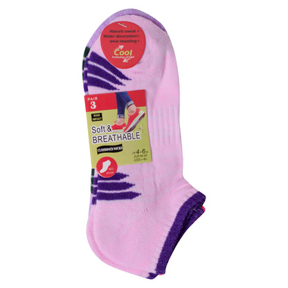 Ladies Cushioned Trainer Socks - Assorted Striped (12 Pairs)
