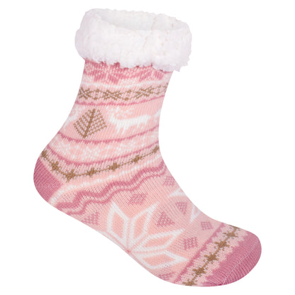 Ladies 4.8 TOG Cosy Slipper Socks - Big Snowflake
