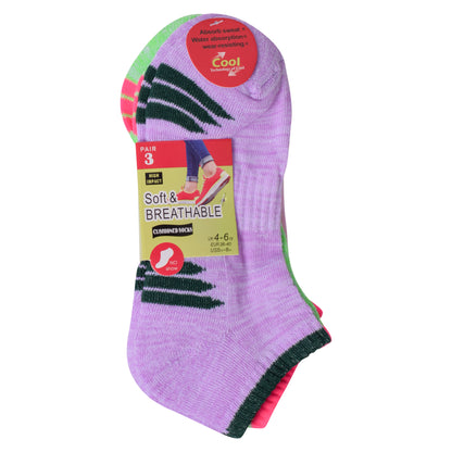 Ladies Cushioned Trainer Socks - Assorted Striped (12 Pairs)