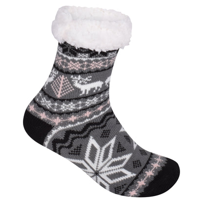 Ladies 4.8 TOG Cosy Slipper Socks - Big Snowflake