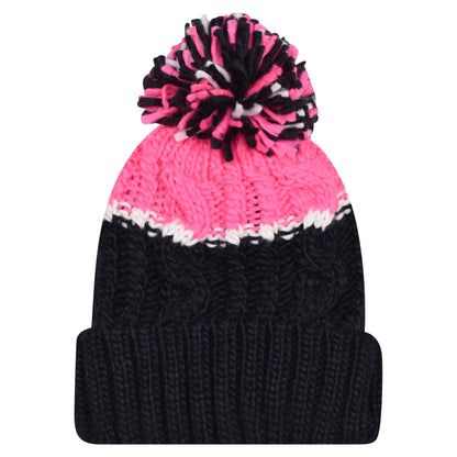 Two Tone Pompom Hats - Teddy Fur Fleece Lined